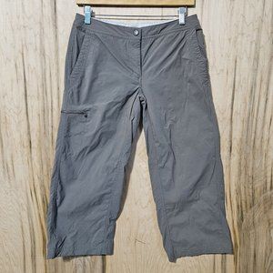LLBean Womens Sz 4 Tan Cropped Lightweight Hiking Active Pants Adjustable Waist